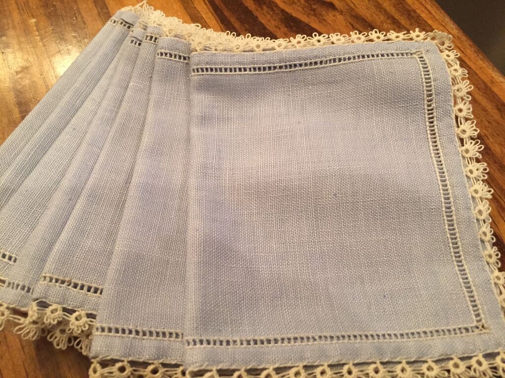 Blue linen cocktail napkins