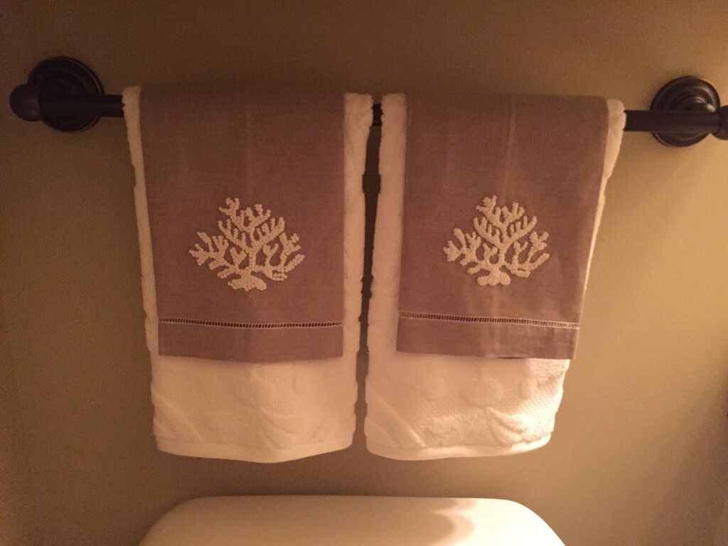 coral linen towels