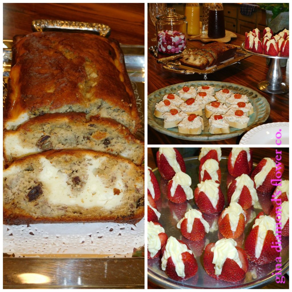 Valentine Brunch Banana Bread, Strawberries and Chicken Salad
