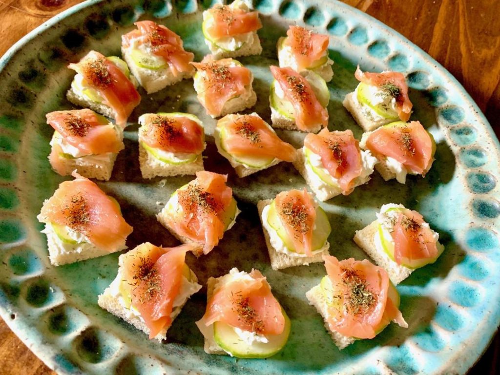 A bite-size flavor bomb: Salmon-Cucumber Tea Sandwiches